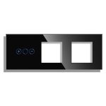Panou Intrerupator Variator cu Touch si 2 Prize Simple Din Sticla LUXION