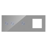 Panou Intrerupator Dublu + Simplu si Priza cu Touch din Sticla LUXION