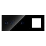 Panou Intrerupator Dublu + Simplu si Priza cu Touch din Sticla LUXION