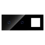 Panou Intrerupator Simplu + Simplu si Priza cu Touch din Sticla LUXION