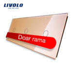 Panou intrerupator simplu+simplu+simplu cu touch Livolo din sticla