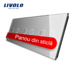 Panou intrerupator dublu+dublu+dublu cu touch Livolo din sticla