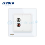 Priza simpla audio Livolo cu rama din sticla - imagine 2