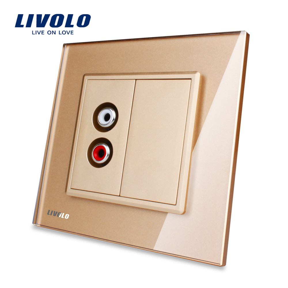 priza-aurie-livolo-cu-iesire-pentru-microfon-si-video.jpg Priza simpla audio Livolo cu rama din sticla - imagine 1