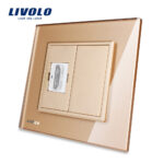 Priza simpla HDMI Livolo cu rama din sticla