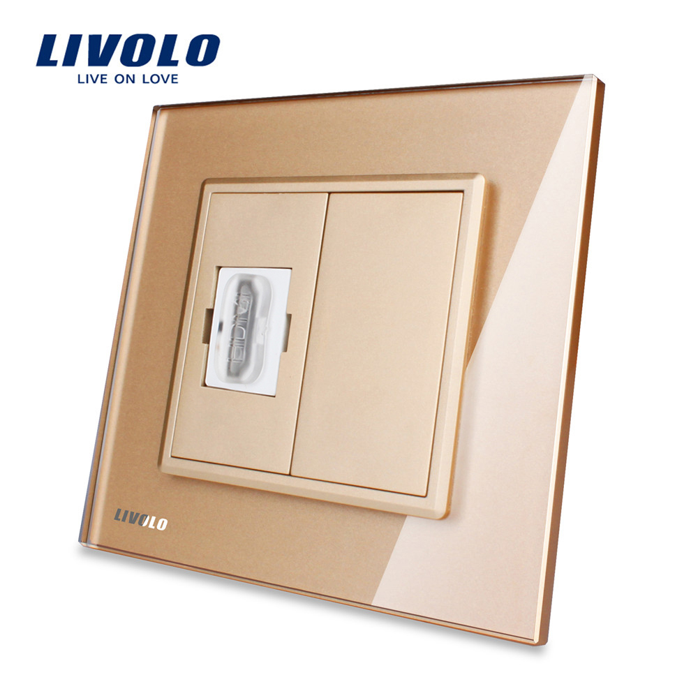 priza-aurie-livolo-cu-usb.jpg Priza simpla HDMI Livolo cu rama din sticla - imagine 1