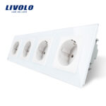Priza cvadrupla Livolo cu rama din sticla