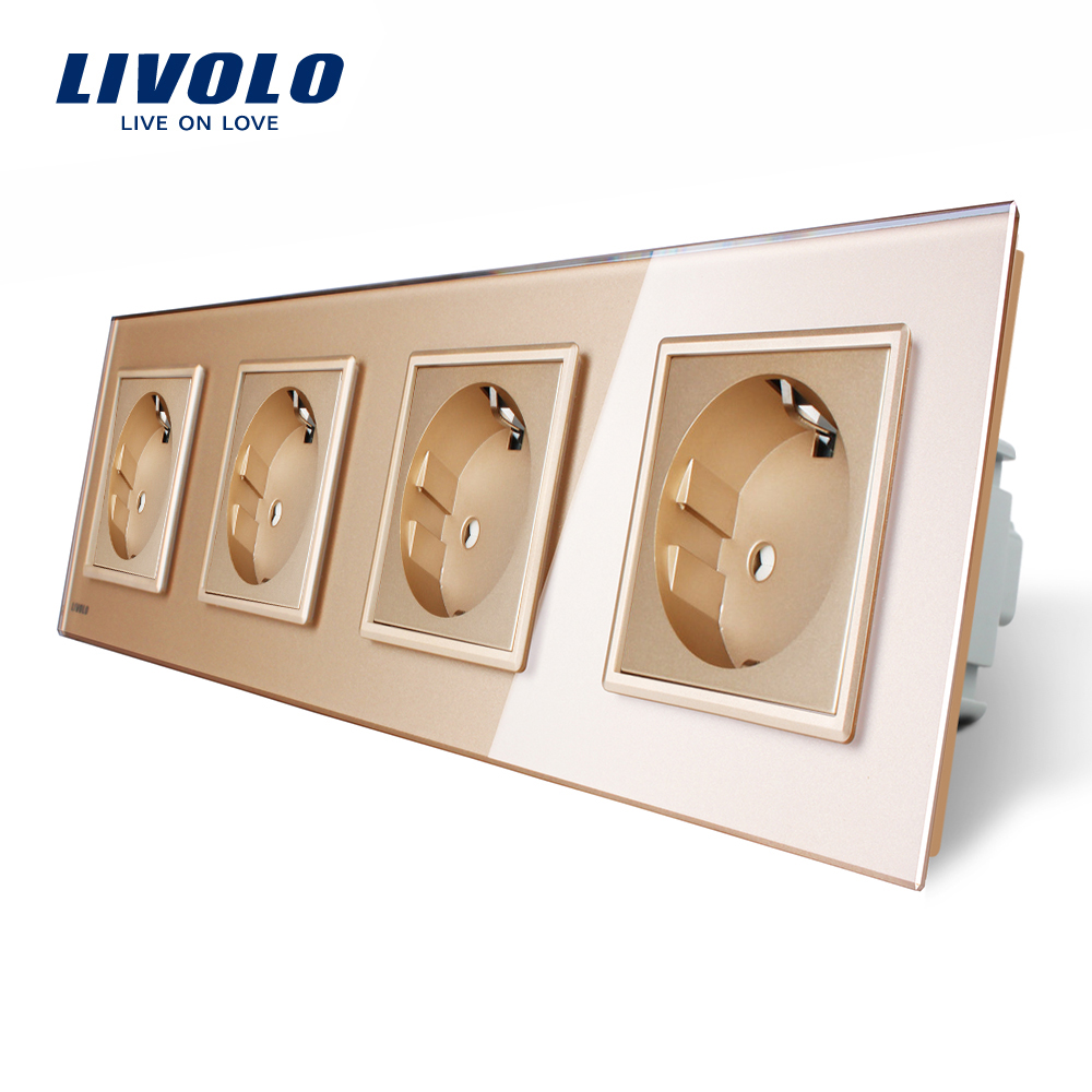 priza-cvadrupla-rama-aurie-livolo.jpg Priza cvadrupla Livolo cu rama din sticla - imagine 1