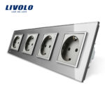 Priza cvadrupla Livolo cu rama din sticla