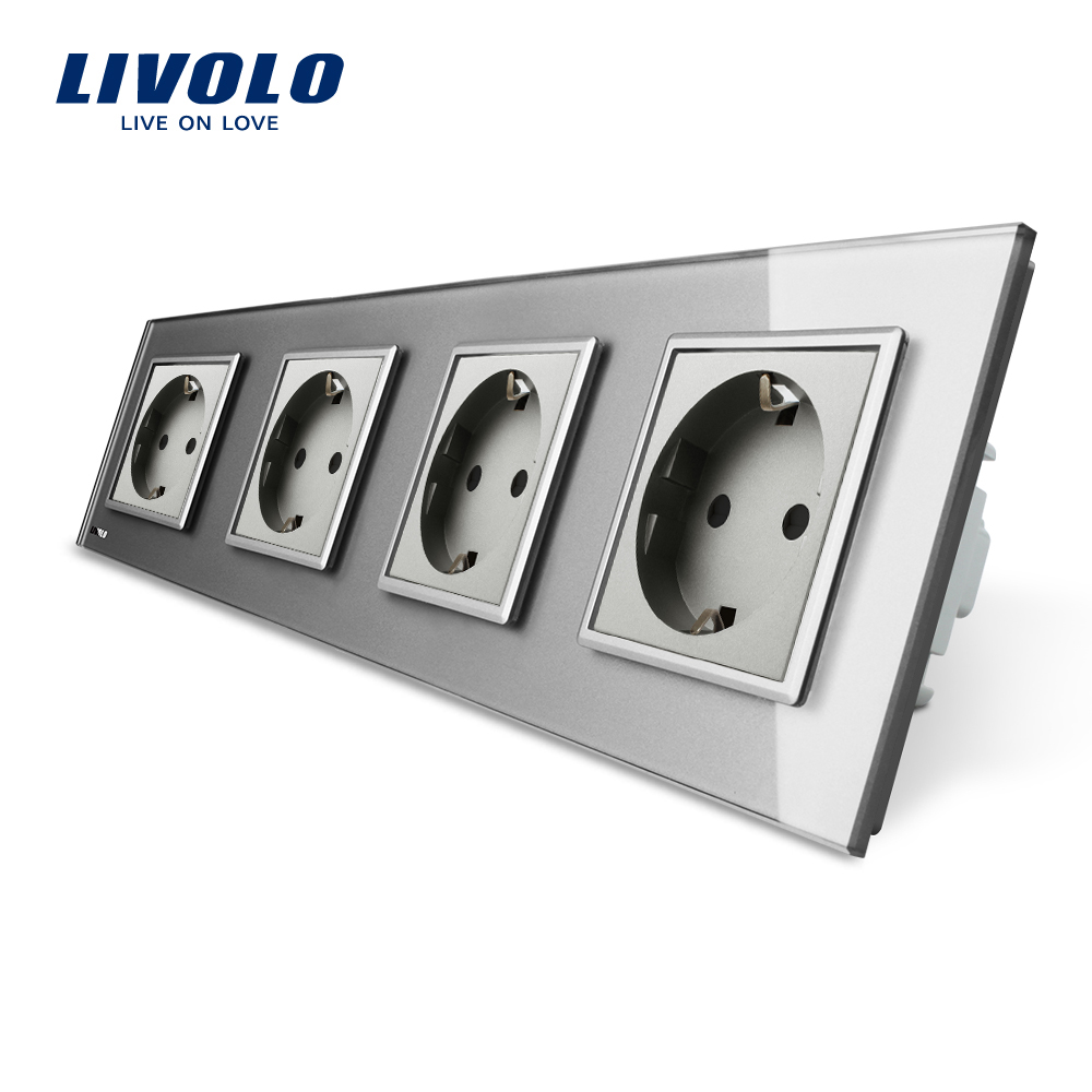 priza-cvadrupla-rama-gri-livolo.jpg Priza cvadrupla Livolo cu rama din sticla - imagine 1