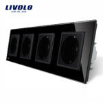 Priza cvadrupla Livolo cu rama din sticla