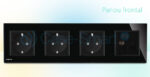 Priza cvadrupla Livolo cu rama din sticla 3 prize simple+TV/internet - imagine 2