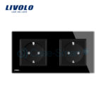 Priza dubla Livolo cu rama din sticla - imagine 2