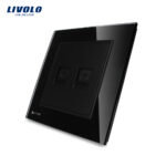 Priza dubla Telefon + Priza internet Livolo cu rama din sticla