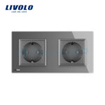 Priza dubla Livolo cu rama din sticla - imagine 2