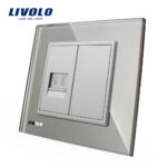 Priza simpla Telefon Livolo cu rama din sticla