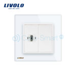 Priza simpla HDMI Livolo cu rama din sticla - imagine 2