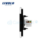 Priza dubla TV + priza internet Livolo cu rama din sticla - imagine 3