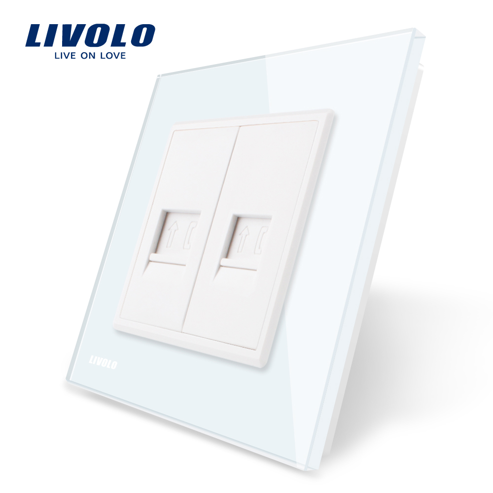 priza-telefon-dubla-rama-alba-livolo.jpg Priza dubla Telefon Livolo cu rama din sticla - imagine 1