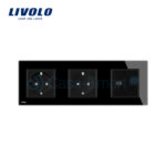 Priza tripla Livolo cu rama din sticla 2 prize simple+TV/internet - imagine 2