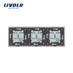 Priza tripla Livolo cu rama din sticla - imagine 3