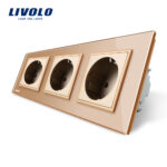 Priza tripla Livolo cu rama din sticla