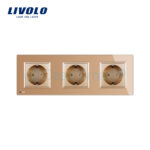 Priza tripla Livolo cu rama din sticla - imagine 2