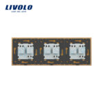 Priza tripla Livolo cu rama din sticla - imagine 3