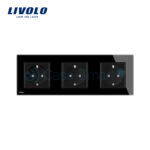 Priza tripla Livolo cu rama din sticla - imagine 2