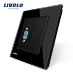 Priza cu mufa VGA mama Livolo cu rama din sticla