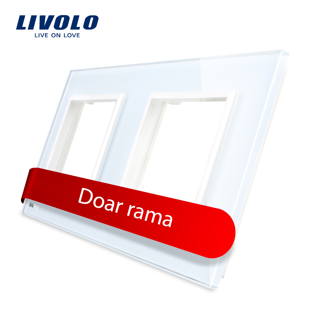 rama-alba-dubla-livolo-pentru-intrerupator-de-perete.jpg Rama priza dubla Livolo din sticla - imagine 1