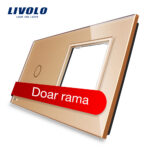 Panou intrerupator simplu cu touch si priza simpla Livolo din sticla