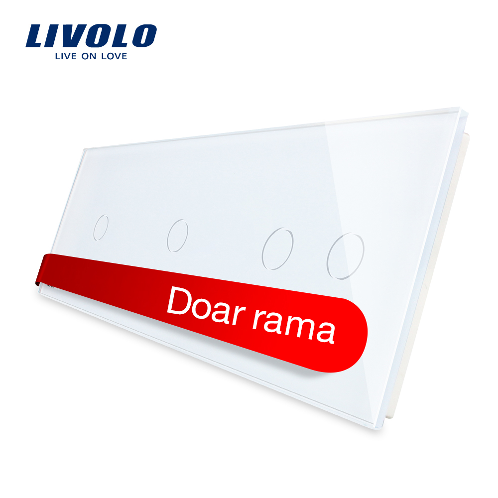 rama-doua-intrerupatoare-simple-un-intrerupator-dublu-alb.jpg Panou intrerupator simplu+simplu+dublu cu touch LIVOLO din sticla - imagine 1