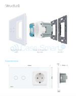 Intrerupator dublu cap scara / cap cruce + priza simpla Livolo rama din sticla - imagine 4