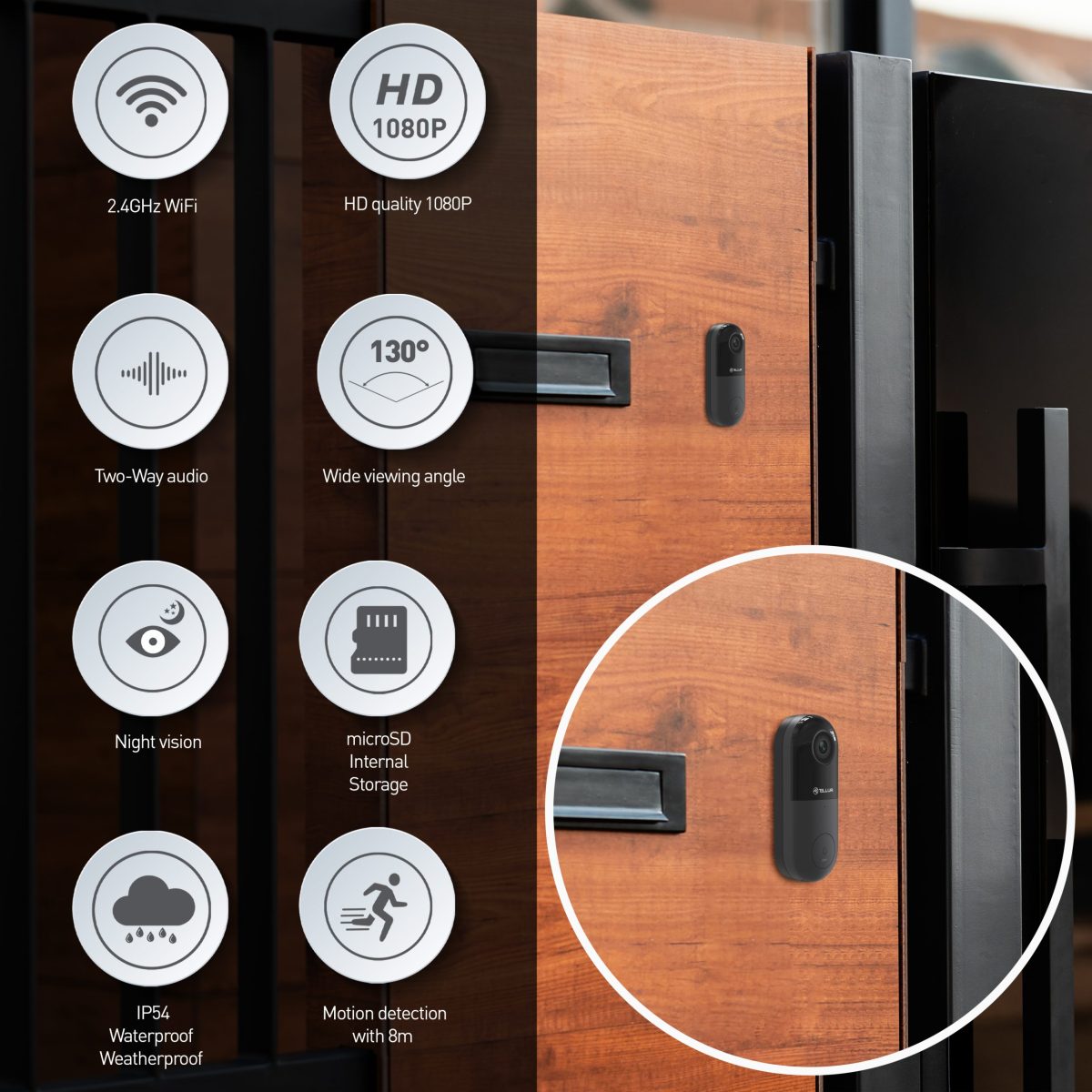Videointerfon Tellur, Rezolutie 1080P, Infrarosu 130°, Wi-Fi, Slot microSD - imagine 10