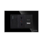 Intrerupator Simplu + Priza Ingusta si USB A+C cu Rama din Sticla LUXION, Standard Italian, 3M