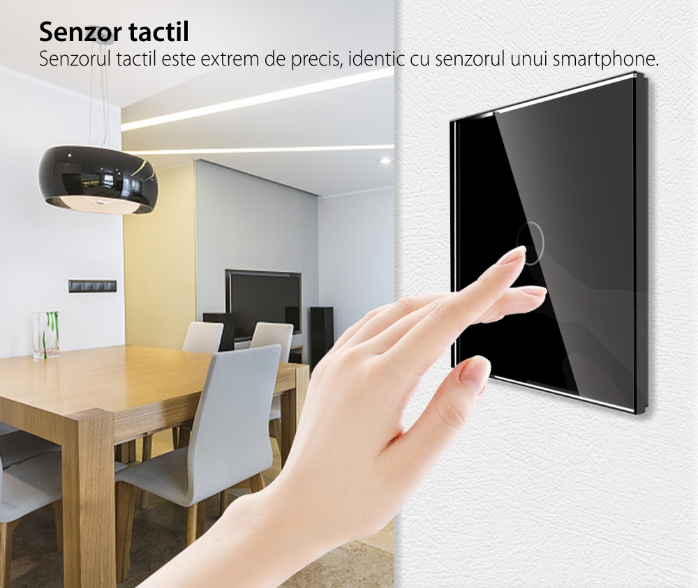 Intrerupator Simplu cu Revenire Curent Continuu 12/24V cu Touch din Sticla LUXION