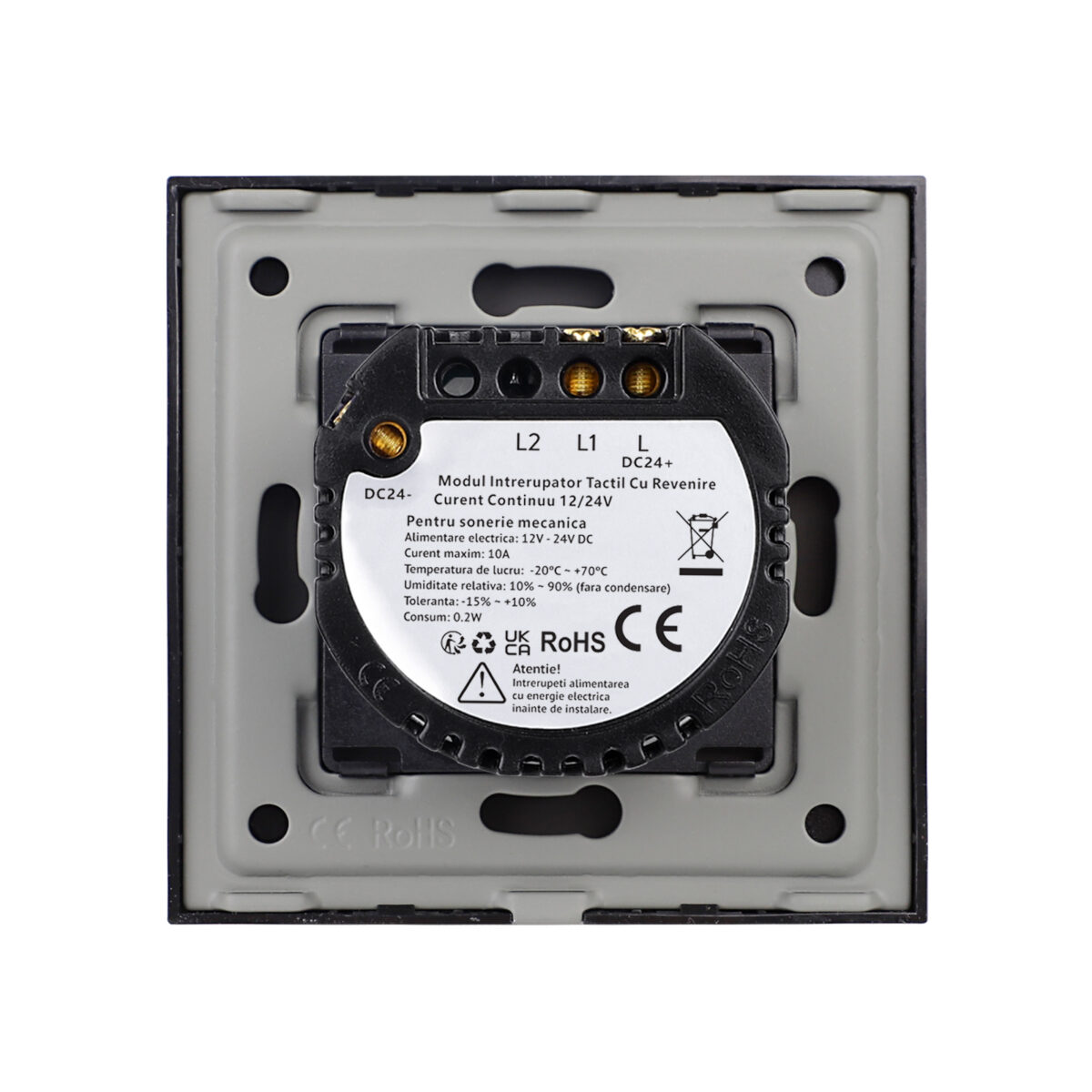 Intrerupator Simplu cu Revenire Curent Continuu 12/24V cu Touch din Sticla LUXION