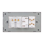 Intrerupator Dublu Cap Scara + Priza Ingusta + Priza Schuko cu Rama din Sticla LUXION, Standard Italian, 4M