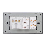 Intrerupator Dublu Cap Scara + Priza Ingusta + Priza Schuko cu Rama din Sticla LUXION, Standard Italian, 4M